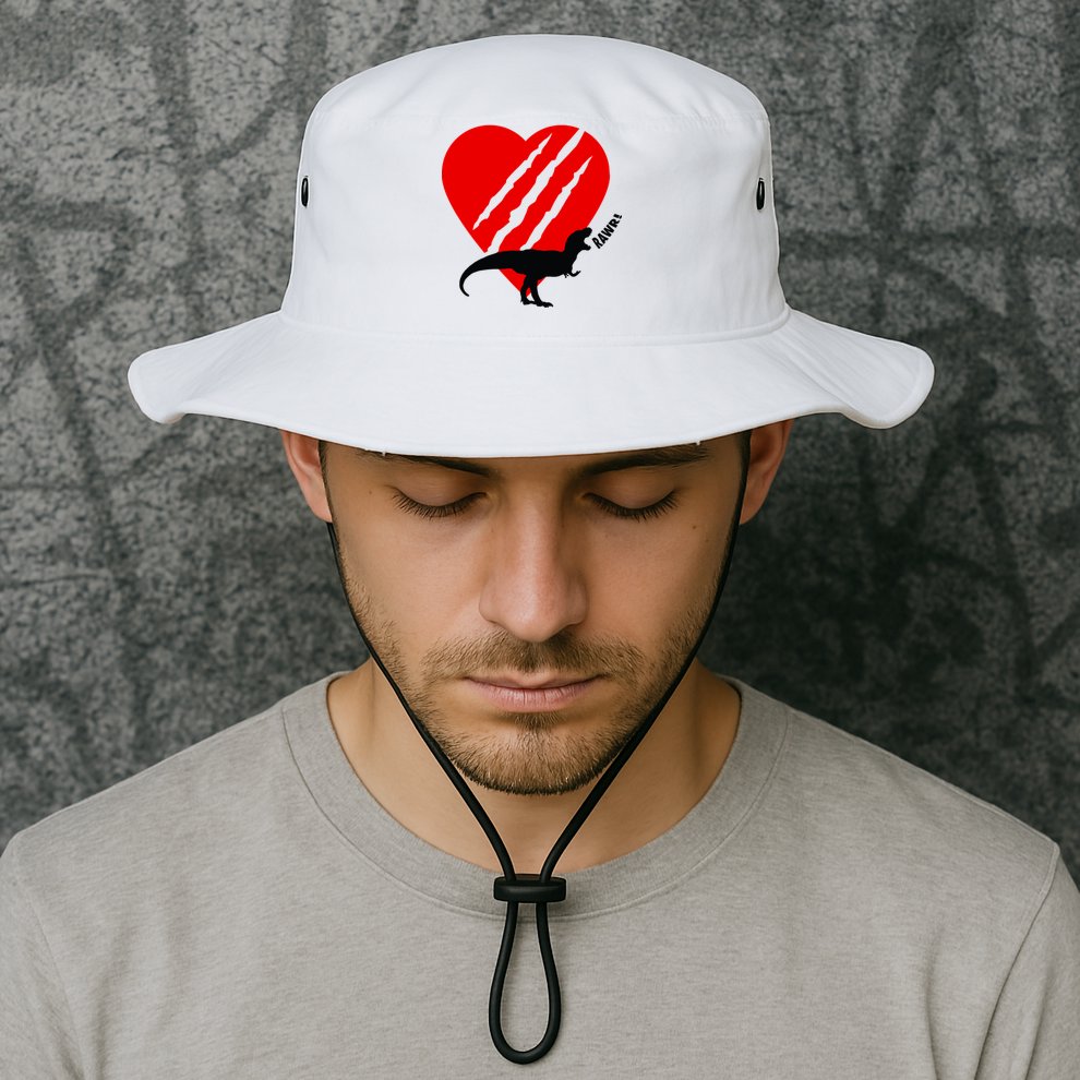 Dinosaur RAWR Valentine's Day Bucket Hat