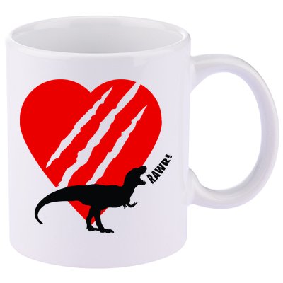 Dinosaur RAWR Valentine's Day 11oz C Handle Ceramic Mug