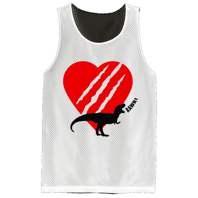 Dinosaur RAWR Valentine's Day Mesh Reversible Basketball Jersey Tank