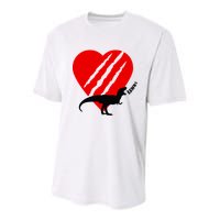 Dinosaur RAWR Valentine's Day Youth Performance Sprint T-Shirt