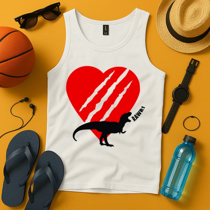 Dinosaur RAWR Valentine's Day Tank Top