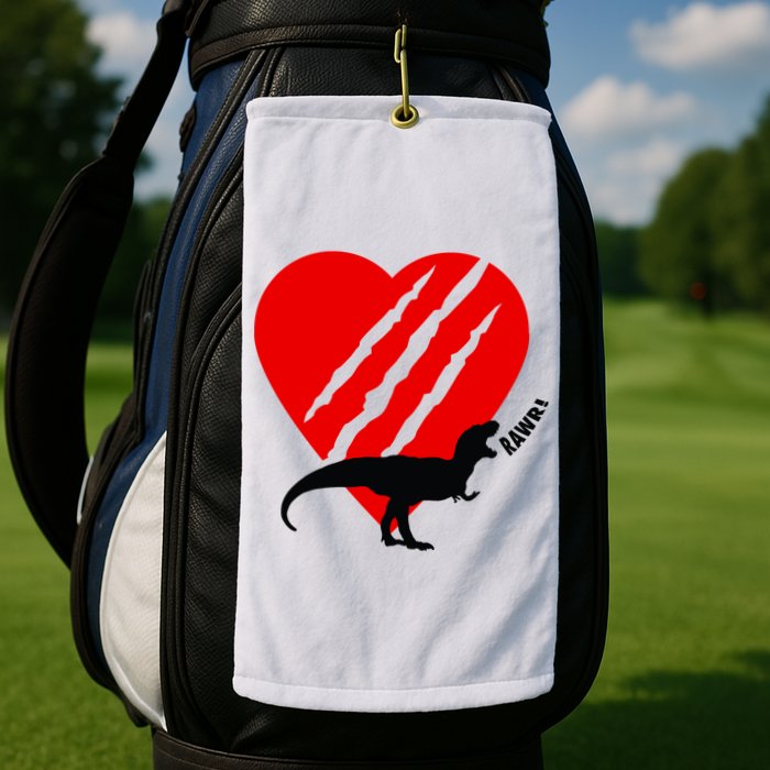 Dinosaur RAWR Valentine's Day Golf Towel