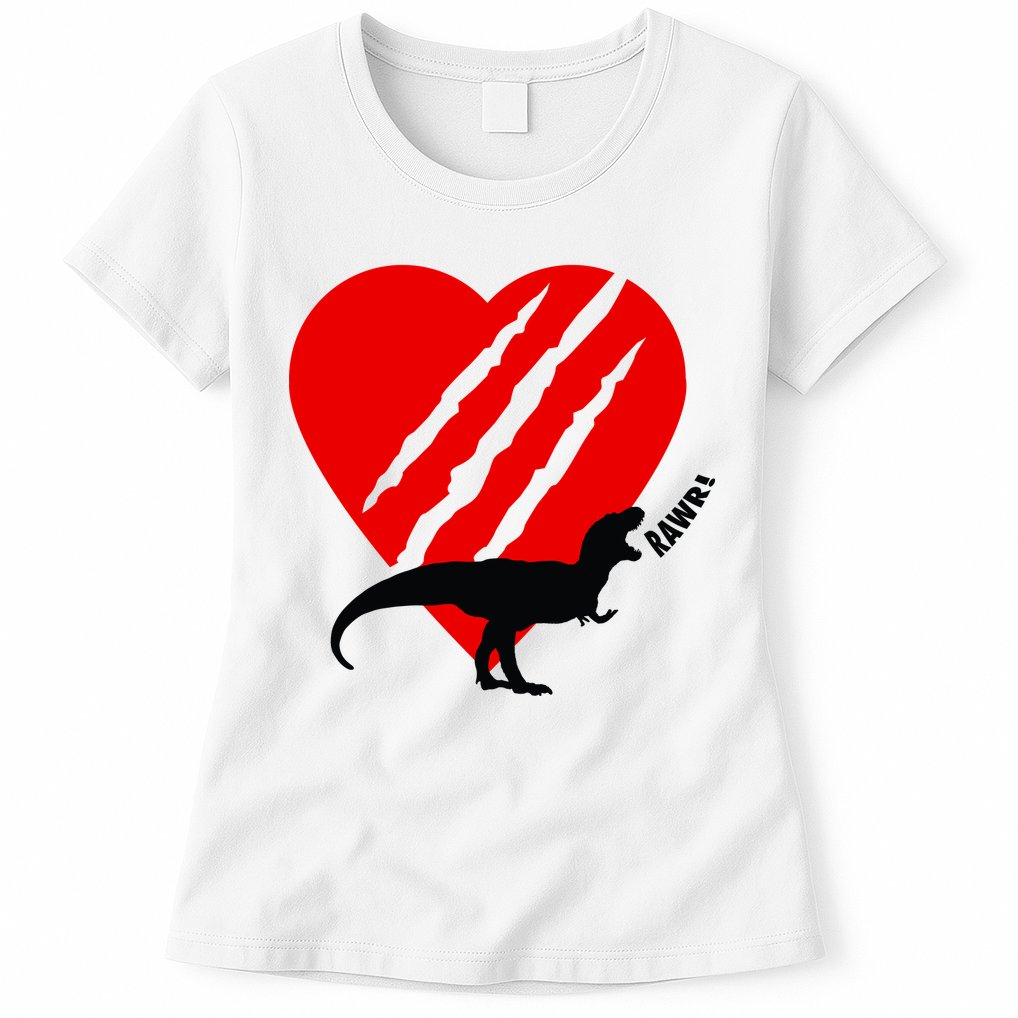 Dinosaur RAWR Valentine's Day Womens T-Shirt
