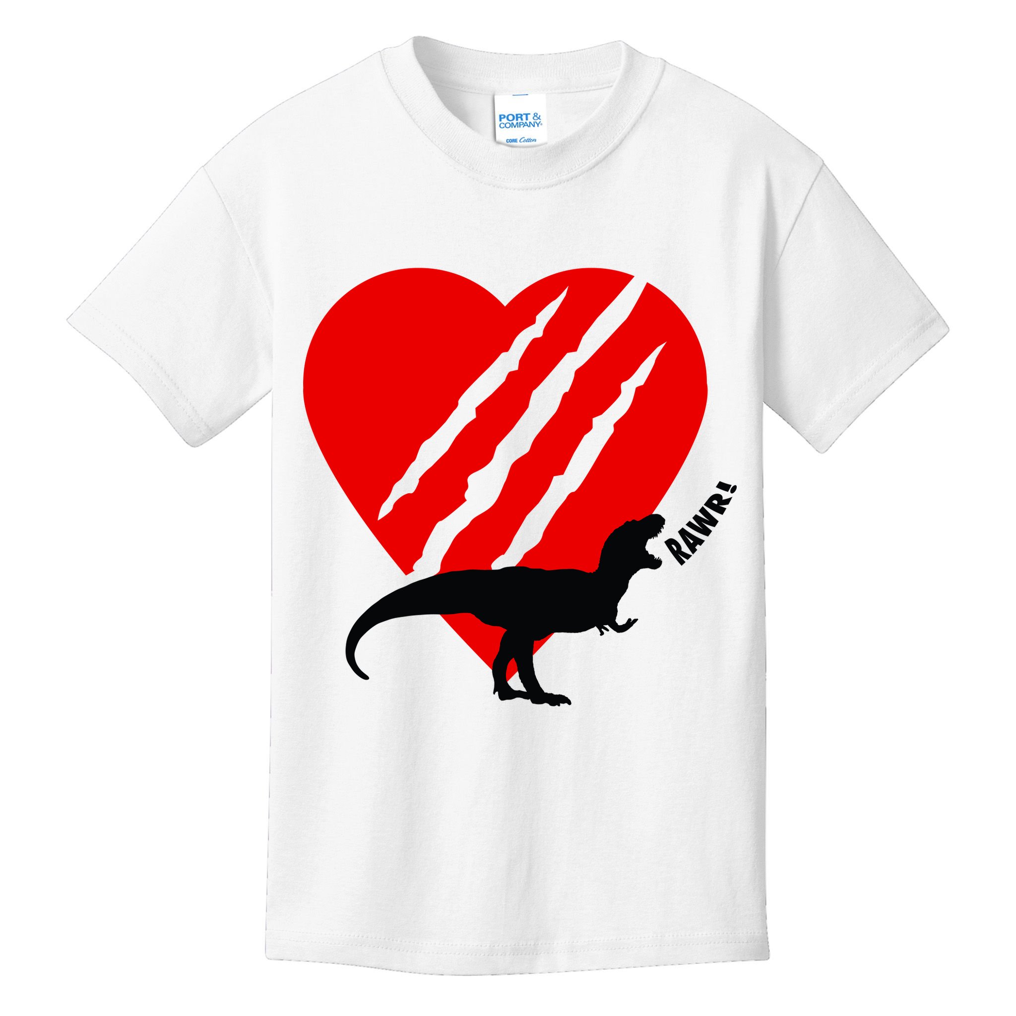 Dinosaur RAWR Valentine's Day Kids T-Shirt