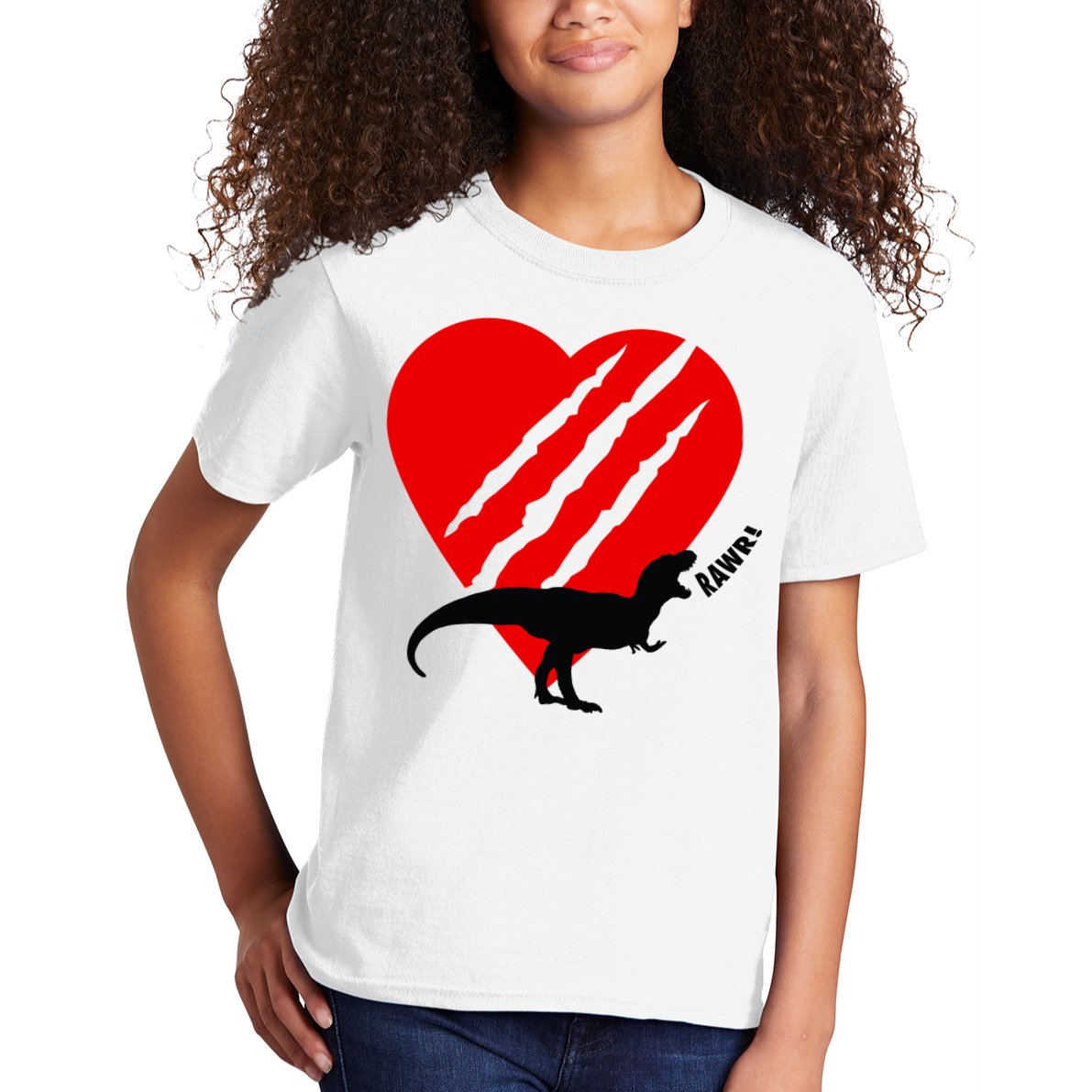 Dinosaur RAWR Valentine's Day Kids T-Shirt