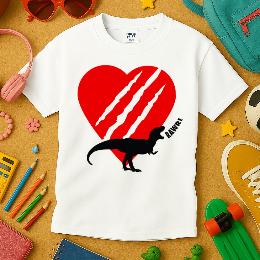 Dinosaur RAWR Valentine's Day Kids T-Shirt
