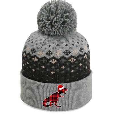 Dinosaur Santa Plaid The Baniff Cuffed Pom Beanie