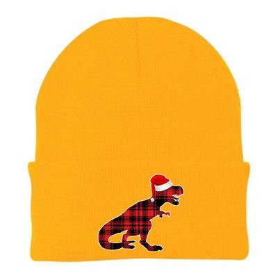 Dinosaur Santa Plaid Knit Cap Winter Beanie