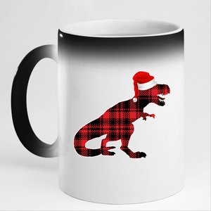 Dinosaur Santa Plaid 11oz Black Color Changing Mug