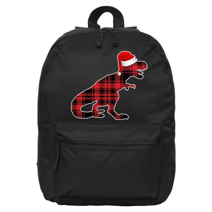 Dinosaur Santa Plaid 16 in Basic Backpack