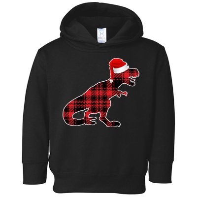 Dinosaur Santa Plaid Toddler Hoodie