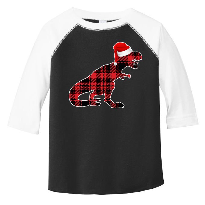 Dinosaur Santa Plaid Toddler Fine Jersey T-Shirt