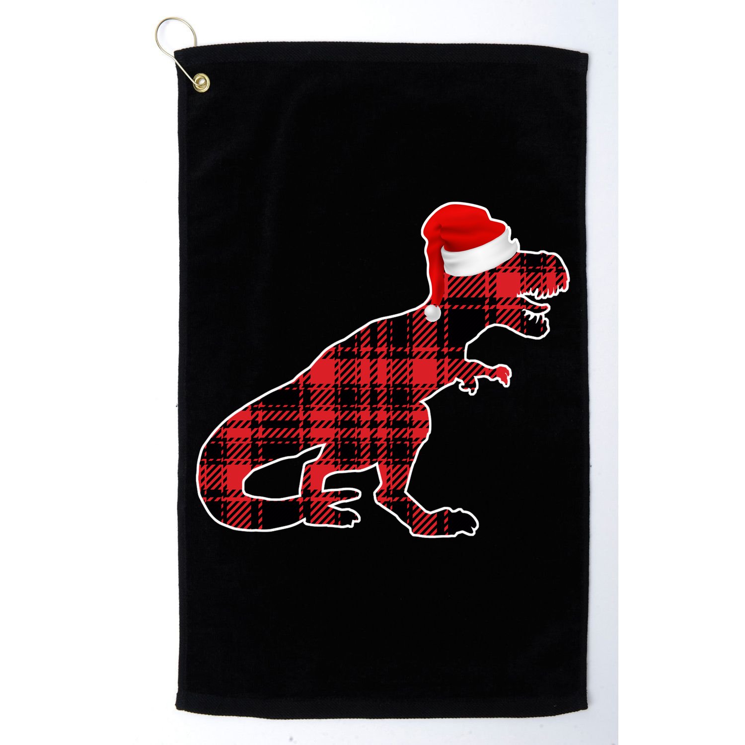 Dinosaur Santa Plaid Golf Towel