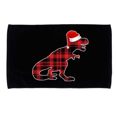 Dinosaur Santa Plaid Microfiber Hand Towel