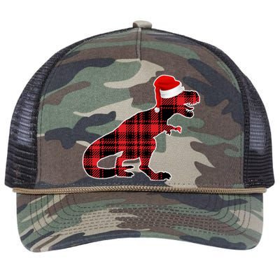 Dinosaur Santa Plaid Retro Rope Trucker Hat Cap