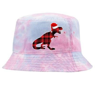 Dinosaur Santa Plaid Tie-Dyed Bucket Hat