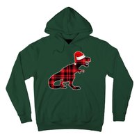 Dinosaur Santa Plaid Hoodie