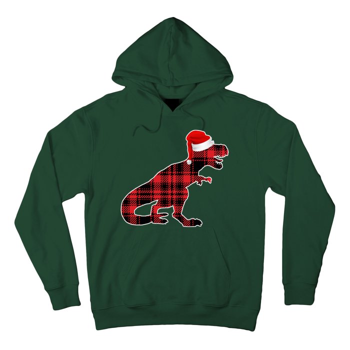 Dinosaur Santa Plaid Hoodie