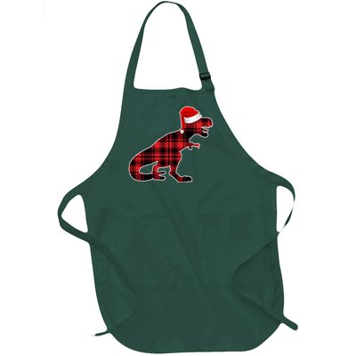 Dinosaur Santa Plaid Full-Length Apron With Pockets