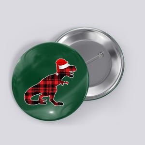 Dinosaur Santa Plaid Button