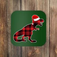 Dinosaur Santa Plaid Coaster