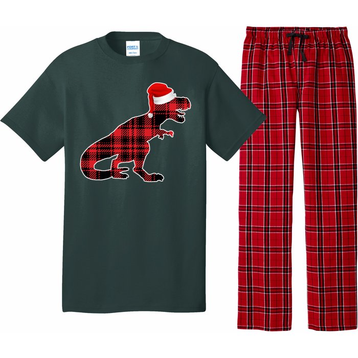 Dinosaur Santa Plaid Pajama Set