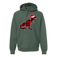 Dinosaur Santa Plaid Premium Hoodie