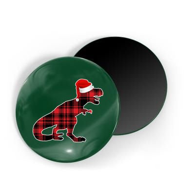 Dinosaur Santa Plaid Magnet