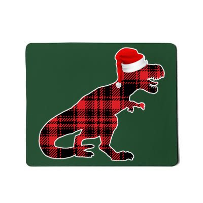 Dinosaur Santa Plaid Mousepad