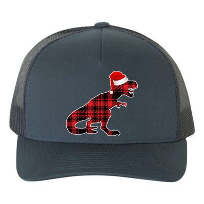 Dinosaur Santa Plaid Yupoong Adult 5-Panel Trucker Hat