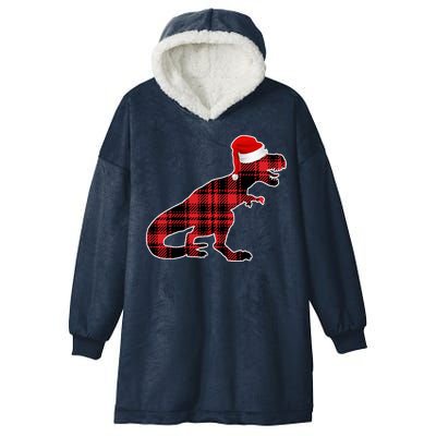 Dinosaur Santa Plaid Hooded Wearable Blanket