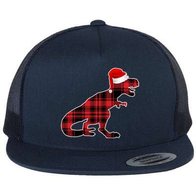 Dinosaur Santa Plaid Flat Bill Trucker Hat