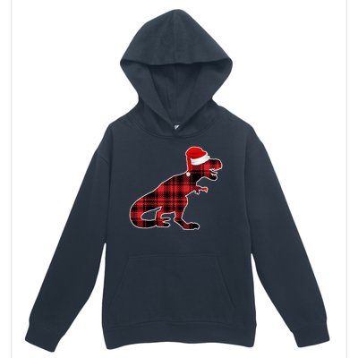 Dinosaur Santa Plaid Urban Pullover Hoodie