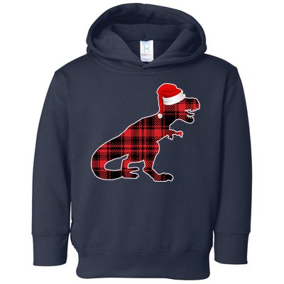 Dinosaur Santa Plaid Toddler Hoodie