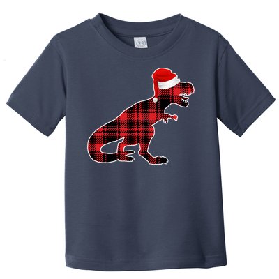 Dinosaur Santa Plaid Toddler T-Shirt