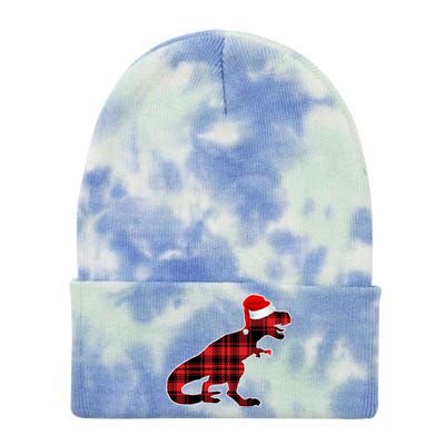 Dinosaur Santa Plaid Tie Dye 12in Knit Beanie