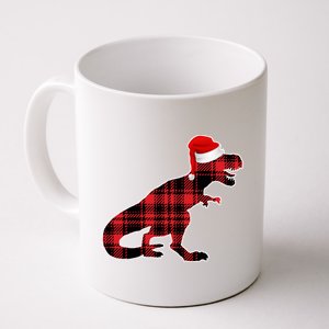 Dinosaur Santa Plaid Coffee Mug