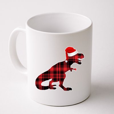 Dinosaur Santa Plaid Coffee Mug