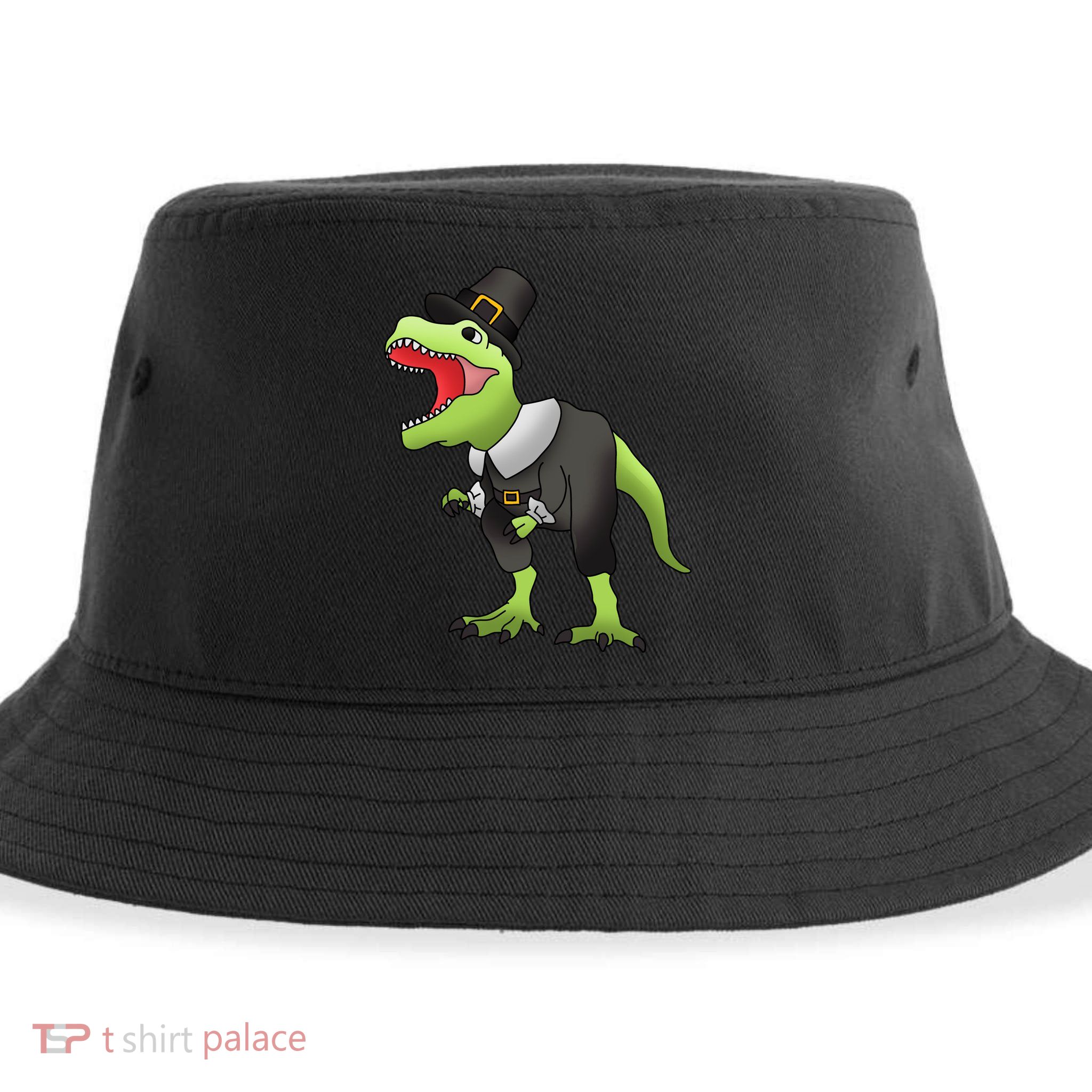 Dinosaur Thanksgiving Pilgrim Sustainable Bucket Hat