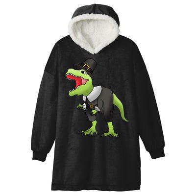 Dinosaur Thanksgiving Pilgrim Hooded Wearable Blanket