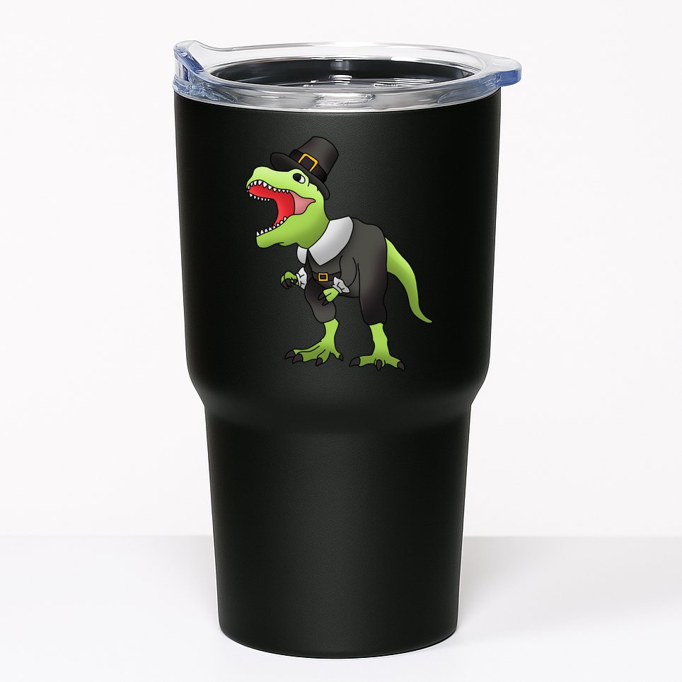 Dinosaur Thanksgiving Pilgrim Tumbler