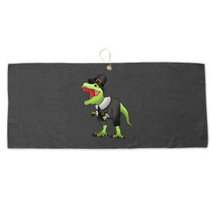 Dinosaur Thanksgiving Pilgrim Large Microfiber Waffle Golf Towel