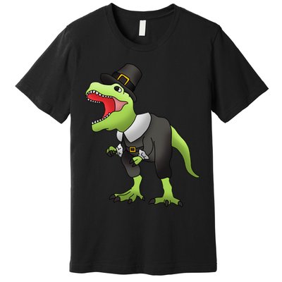Dinosaur Thanksgiving Pilgrim Premium T-Shirt