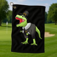 Dinosaur Thanksgiving Pilgrim Golf Towel