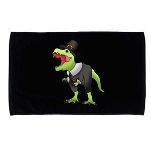 Dinosaur Thanksgiving Pilgrim Microfiber Hand Towel