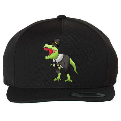 Dinosaur Thanksgiving Pilgrim Wool Snapback Cap