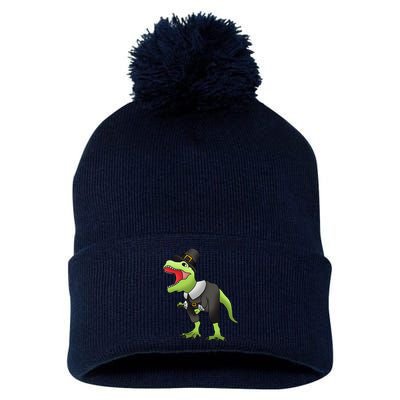 Dinosaur Thanksgiving Pilgrim Pom Pom 12in Knit Beanie