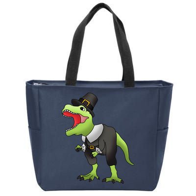 Dinosaur Thanksgiving Pilgrim Zip Tote Bag