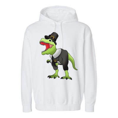 Dinosaur Thanksgiving Pilgrim Garment-Dyed Fleece Hoodie