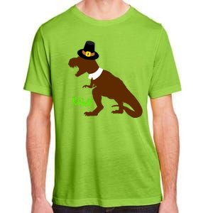 Dinosaur Thanksgiving T-Rex Pilgrim Adult ChromaSoft Performance T-Shirt